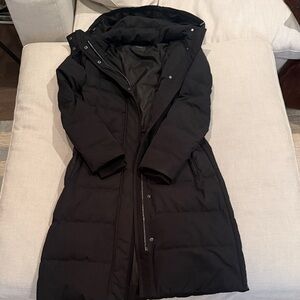 Theory Black Hooded Puffer Jacket